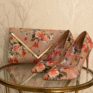 Aldo Floral pumps and clutch.
